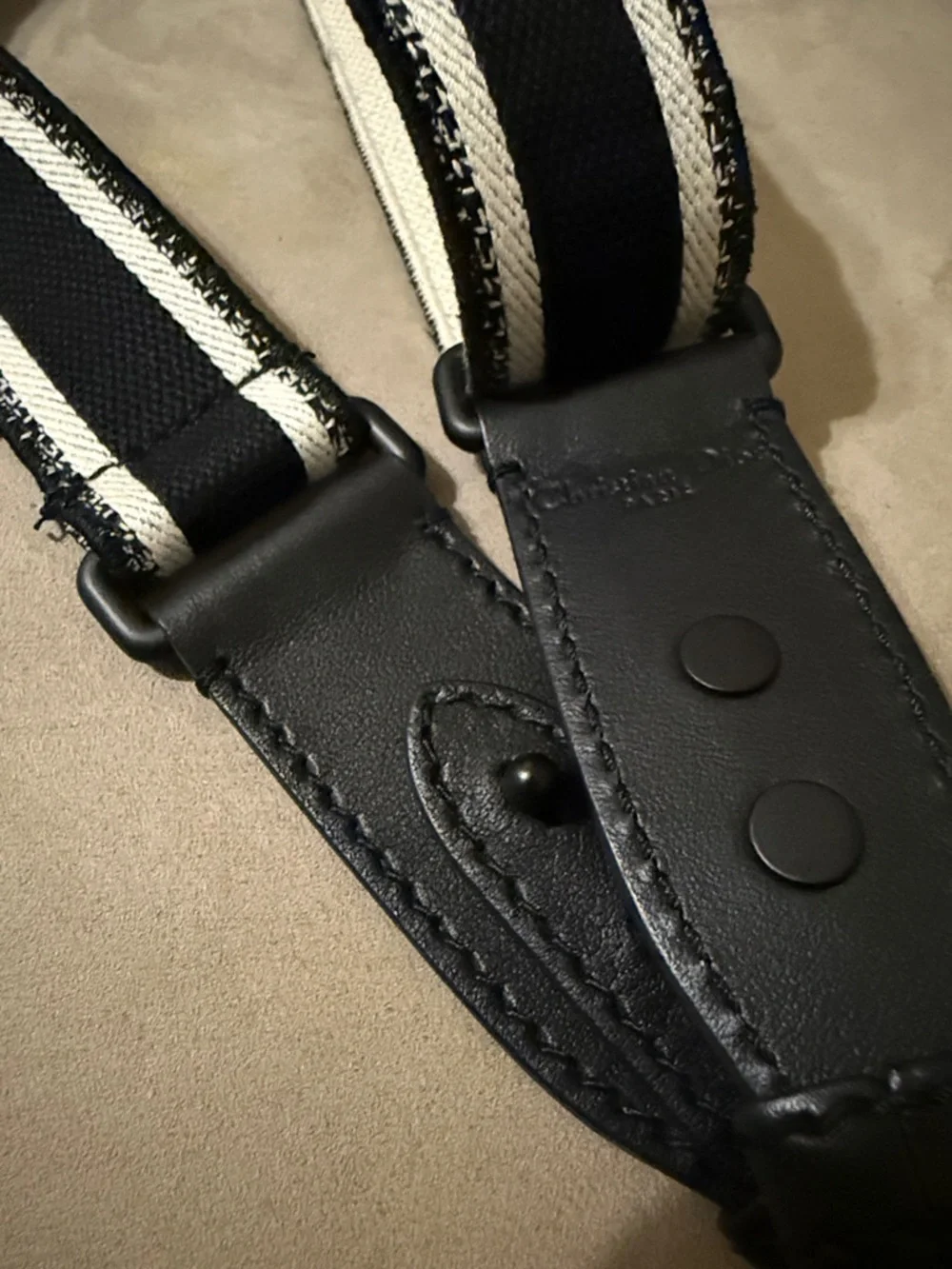 Authentic Dior canvas embroidered shoulder strap with black ultramatte hardware - Picture 9 of 13